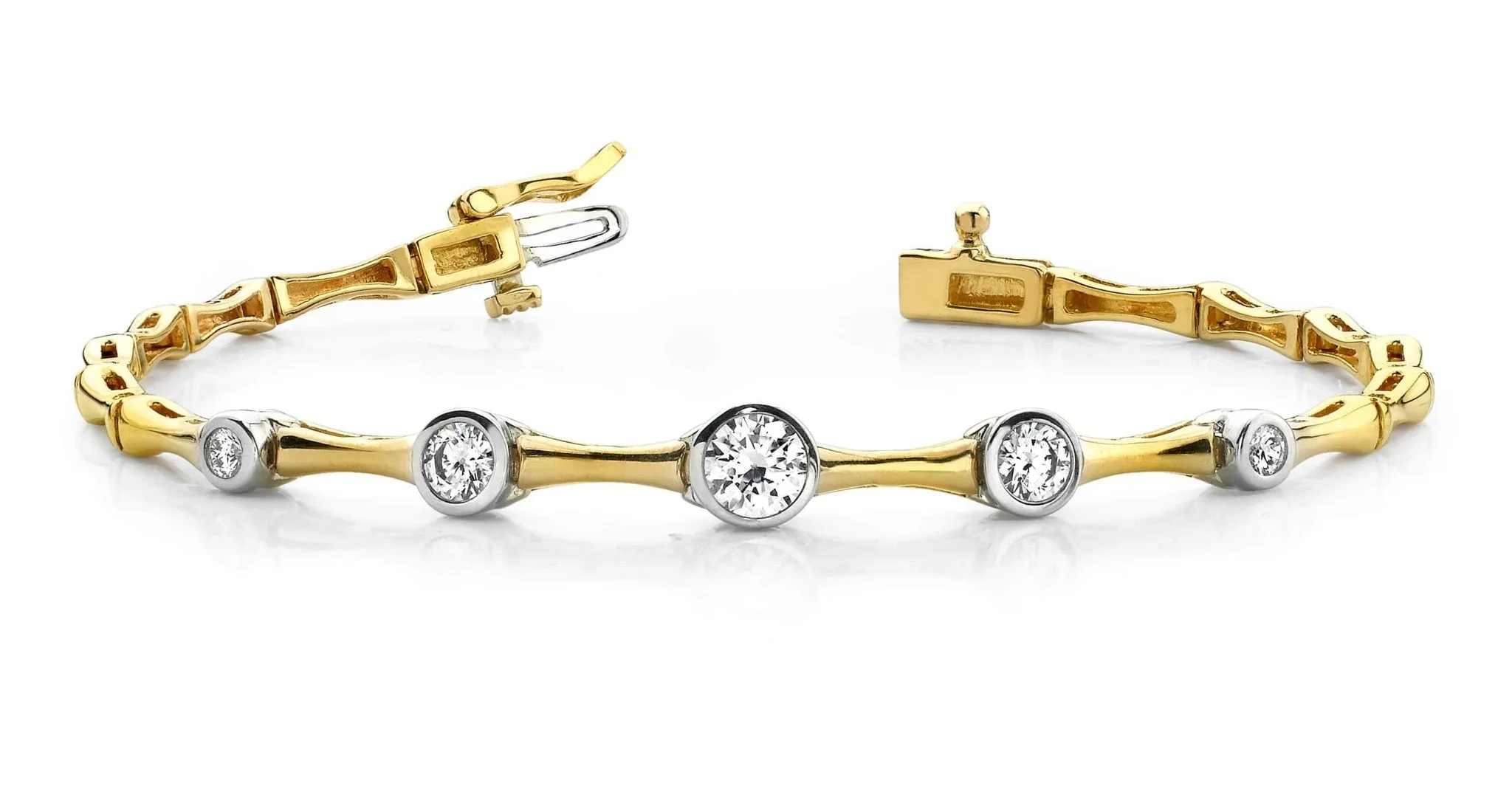 Bezel Set Diamond Column Diamond Bracelet with 1.50 ct.(finished)