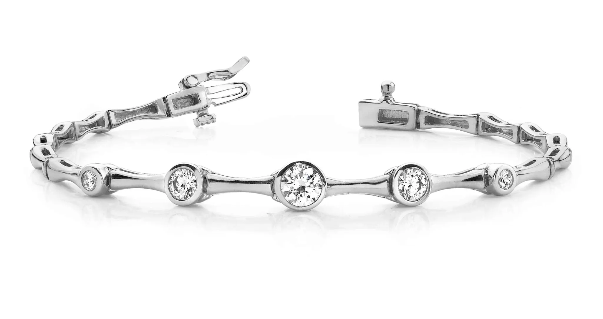 Bezel Set Diamond Column Diamond Bracelet with 1.50 ct.(finished)