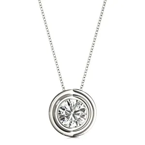 Bezel Set Round Diamond Solitaire Necklace Pendant