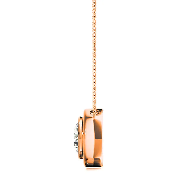 Bezel Set Round Diamond Solitaire Necklace Pendant