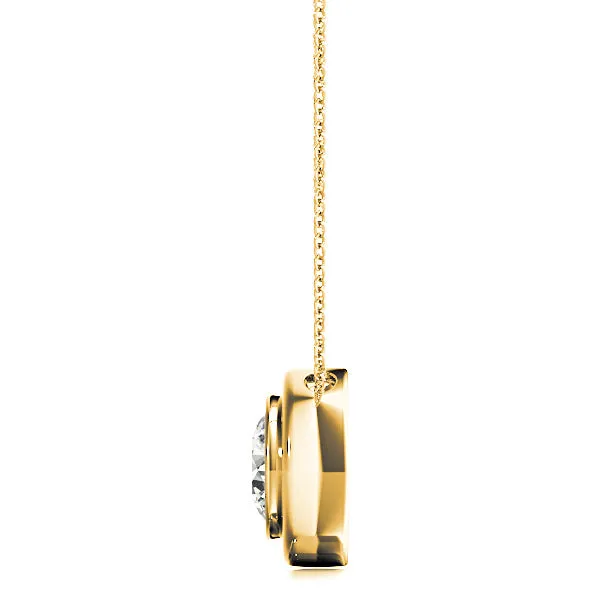 Bezel Set Round Diamond Solitaire Necklace Pendant