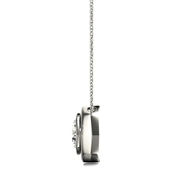 Bezel Set Round Diamond Solitaire Necklace Pendant
