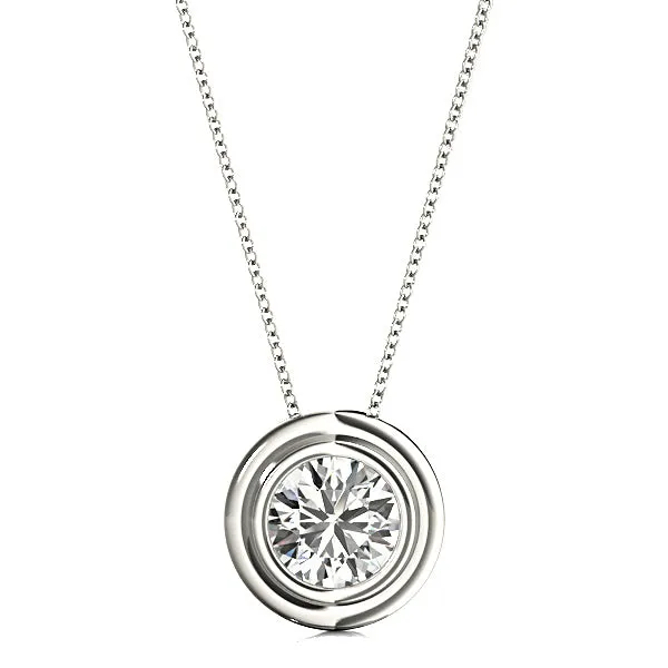 Bezel Set Round Diamond Solitaire Necklace Pendant