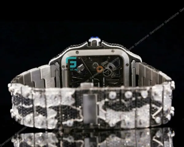 Bicolor Zebra Print Black And White Moissanite Bust Down Watches