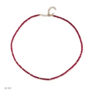 Birthstone Bead Necklace In Ruby