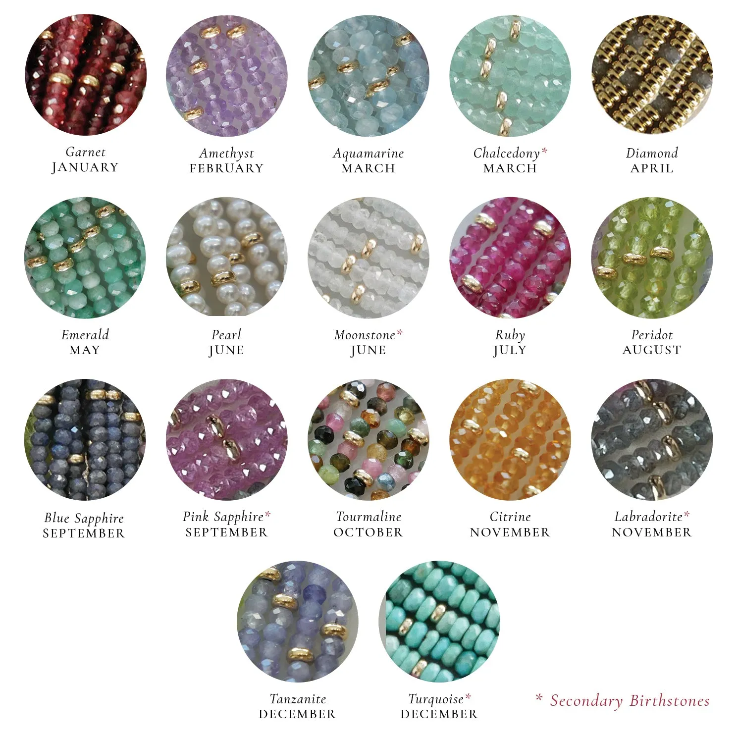 Birthstone Bead Necklace In Ruby