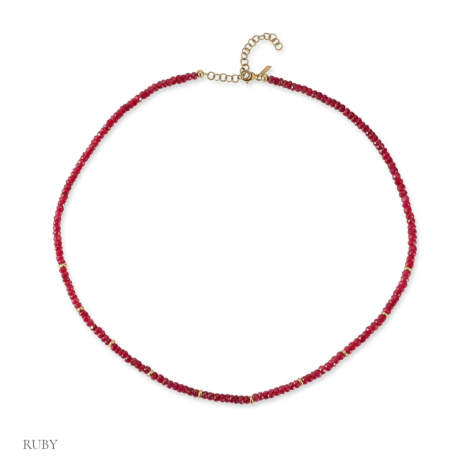 Birthstone Bead Necklace In Ruby