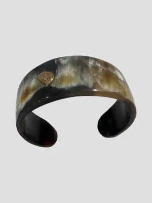 Black and Gold Small Horn Cuff with Diamond