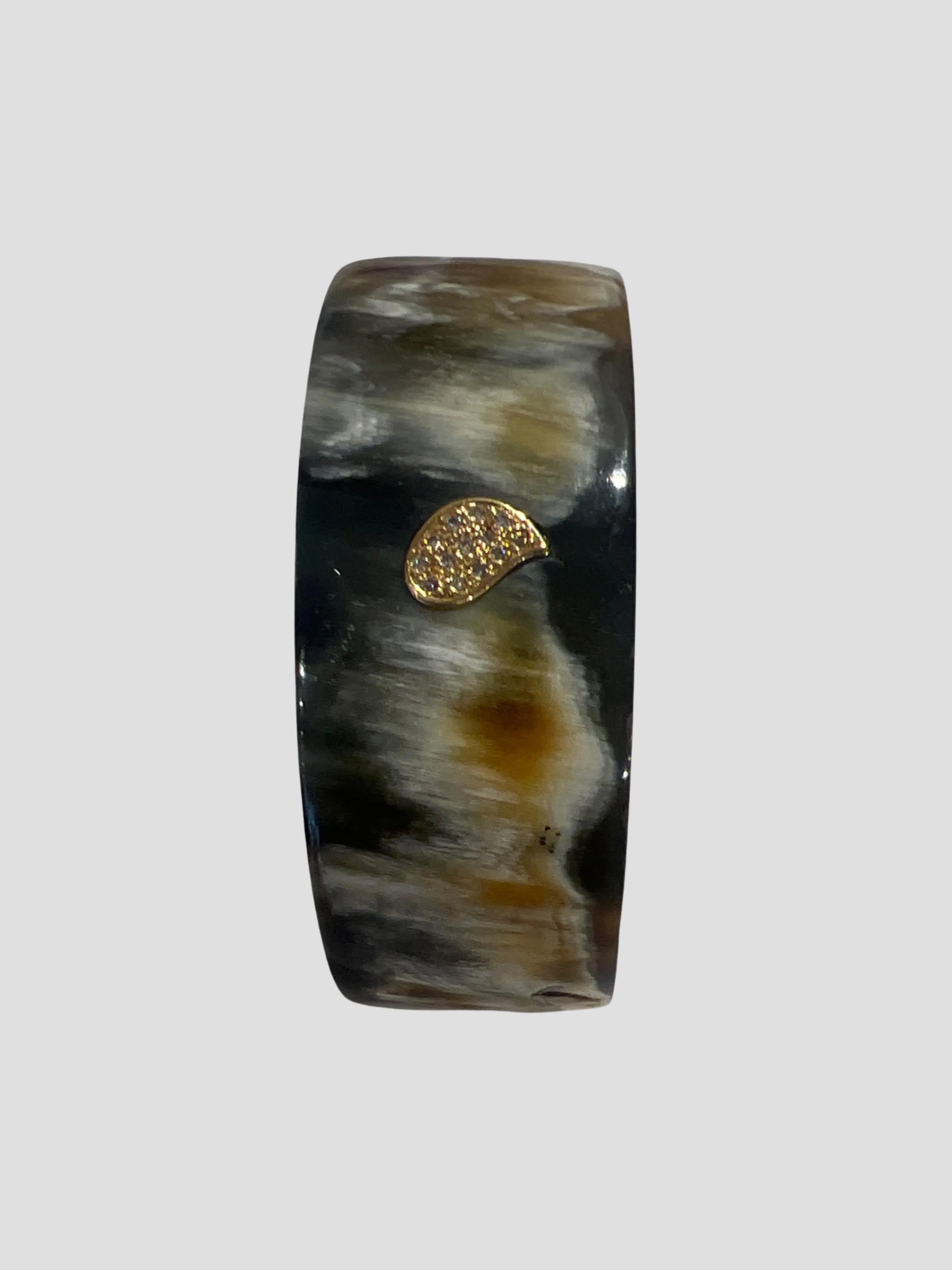 Black and Gold Small Horn Cuff with Diamond