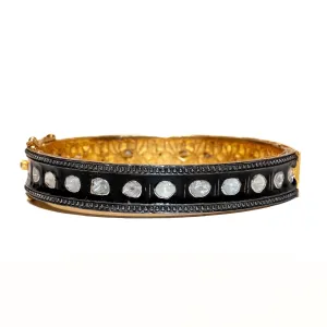 Black Enamel and Diamond Slice Bangle