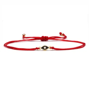 Black Tiny Evil Eye Charm Red String Protection Bracelet