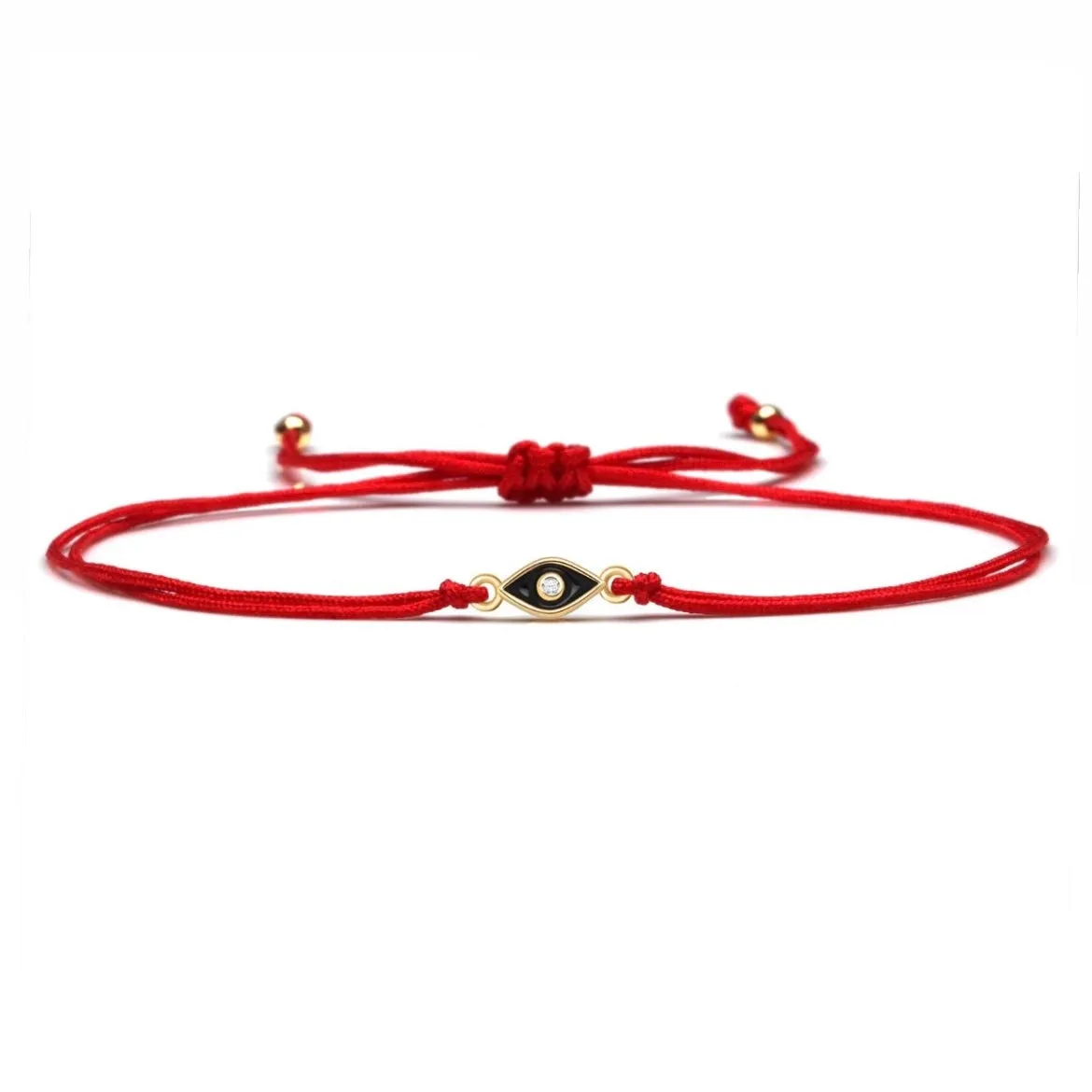 Black Tiny Evil Eye Charm Red String Protection Bracelet