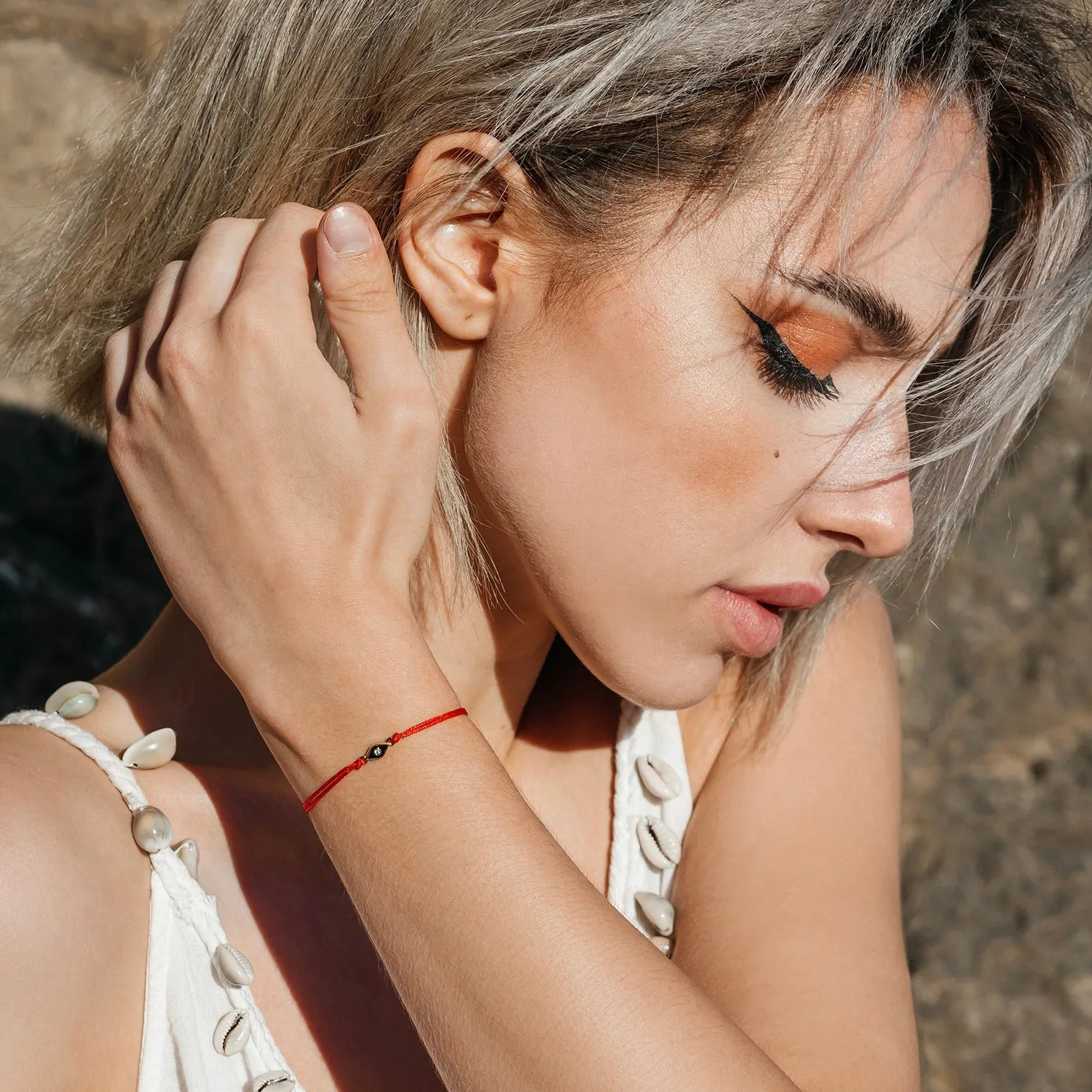 Black Tiny Evil Eye Charm Red String Protection Bracelet