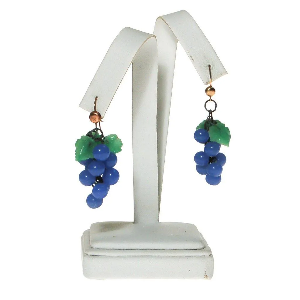 Blue Glass Grape Earrings