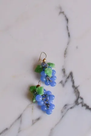Blue Glass Grape Earrings
