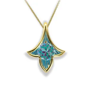 Blue Topaz, Ruby & Emerald Pendant in 14k