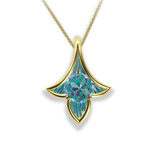 Blue Topaz, Ruby & Emerald Pendant in 14k