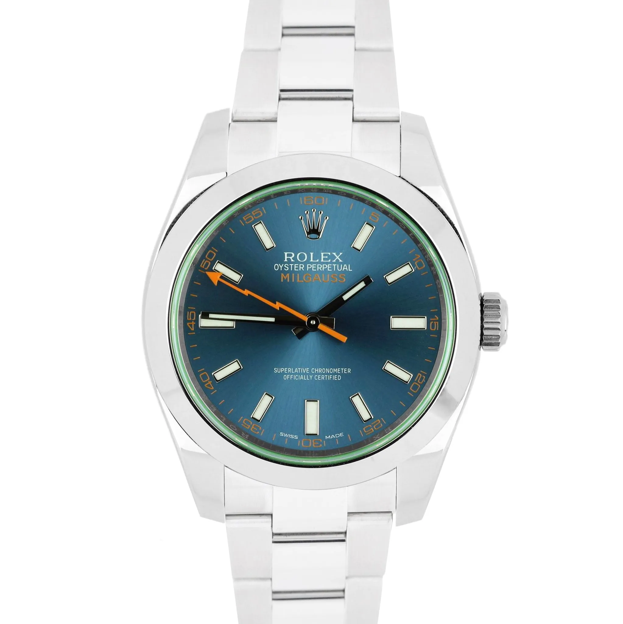 BRAND NEW JULY 2021 Rolex Milgauss Z-Blue Green Stainless Steel Watch 116400 GV