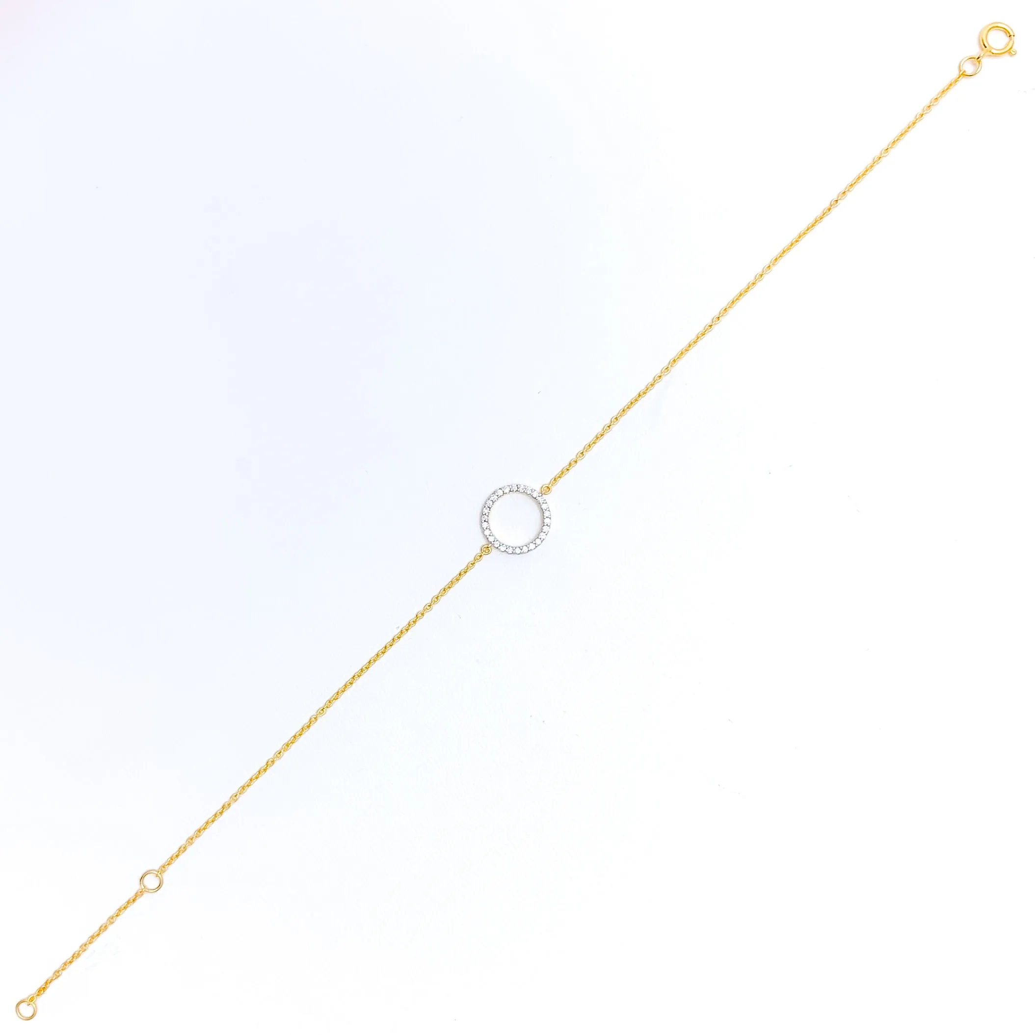 Bright Halo-Shaped Diamond   18k Gold Bracelet