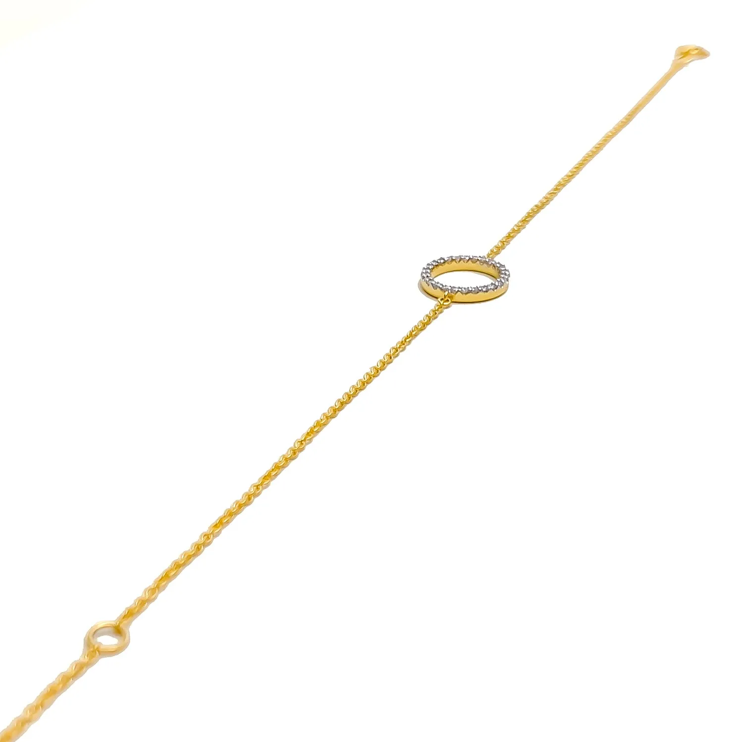 Bright Halo-Shaped Diamond   18k Gold Bracelet