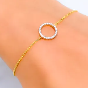 Bright Halo-Shaped Diamond   18k Gold Bracelet