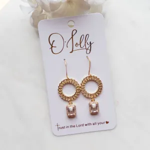 “Brittany” Gold Open Round Link Dangle Earrings