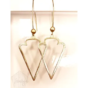 Brushed Gold Arrowhead Drop Earrings