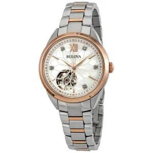 Bulova Classics Automatic Mother of Pearl Diamond Dial Ladies Watch 98P170