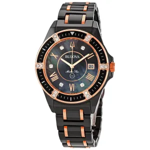 Bulova Marine Star Black Mother of Pearl Diamond Dial Ladies Watch 98R242