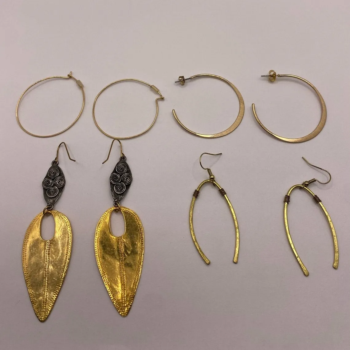 Bundle of 4 Pairs Gold Fashion Earrings
