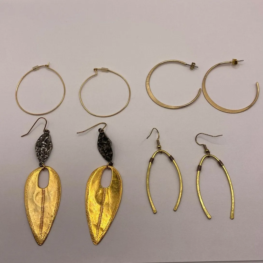 Bundle of 4 Pairs Gold Fashion Earrings