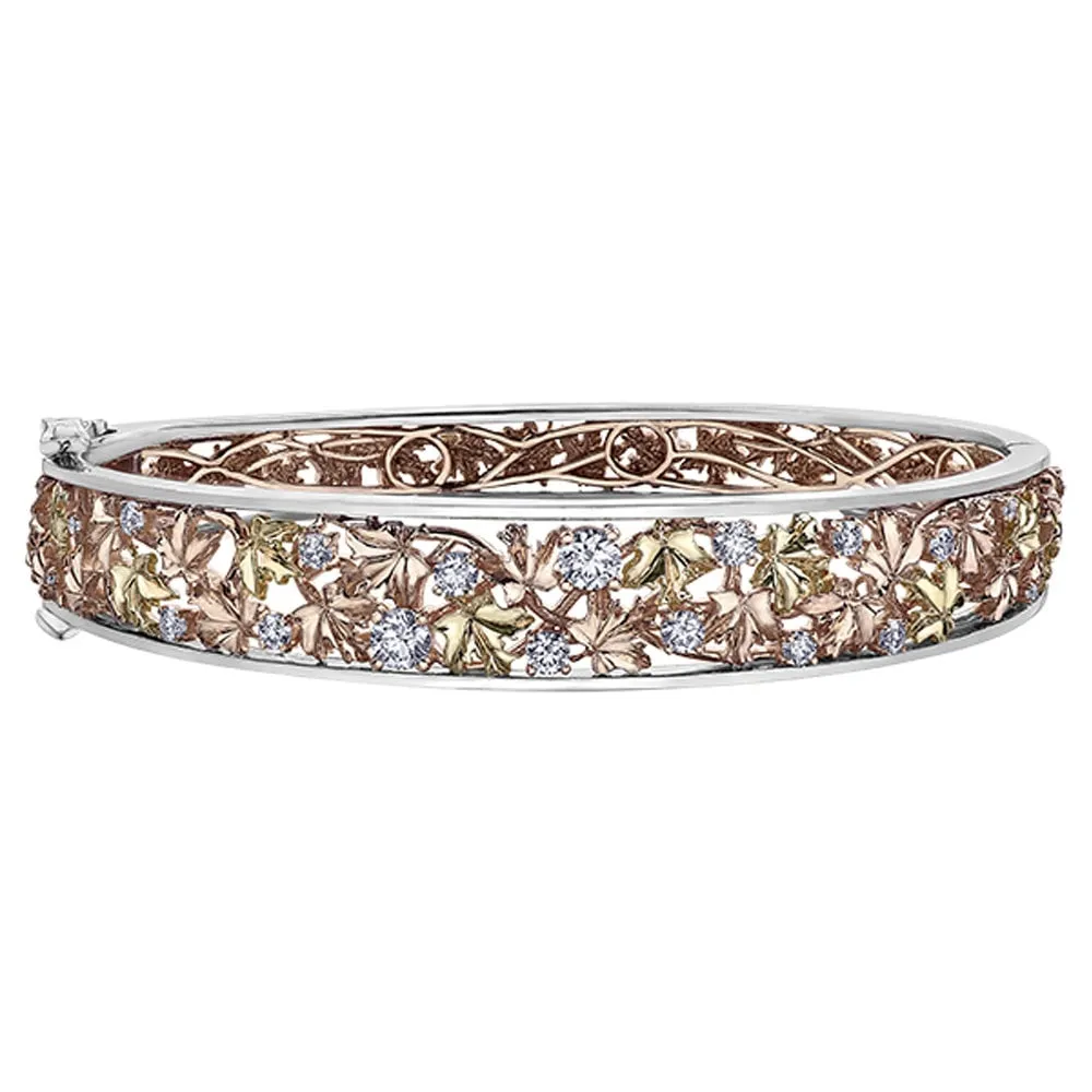 Canadian Diamond Autumn Leaves Bangle Bracelet