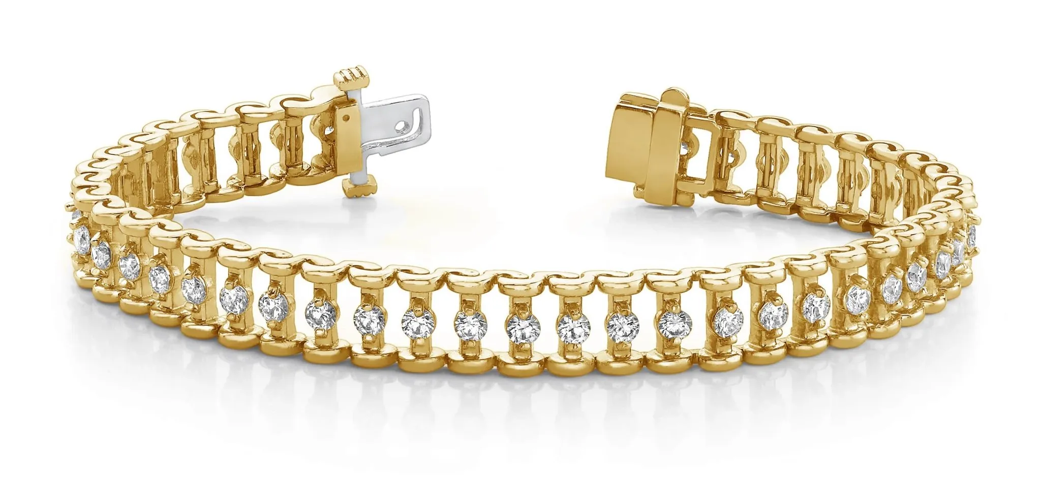 Candlestick Link Diamond Bracelet with 3.96 ct.(finished) 2.8mm