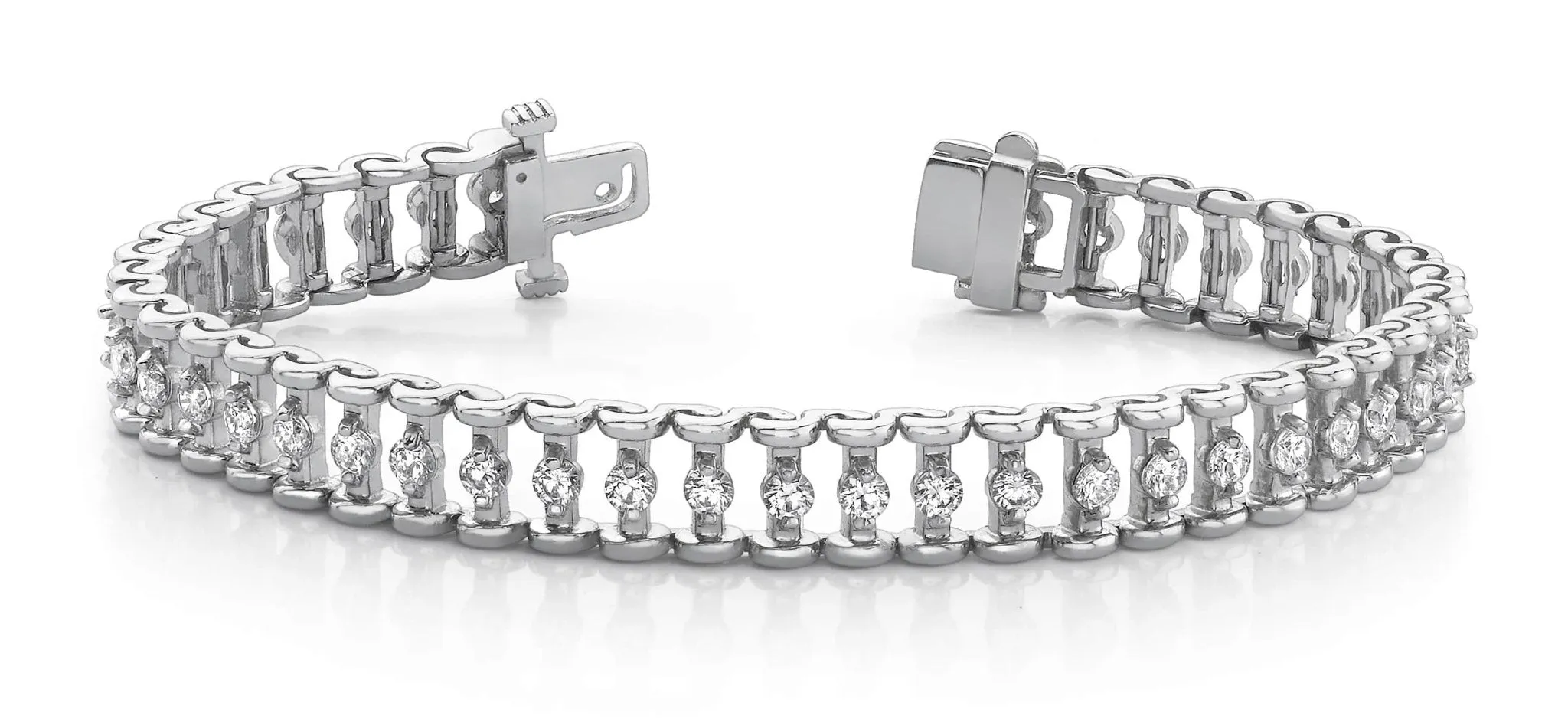 Candlestick Link Diamond Bracelet with 3.96 ct.(finished) 2.8mm