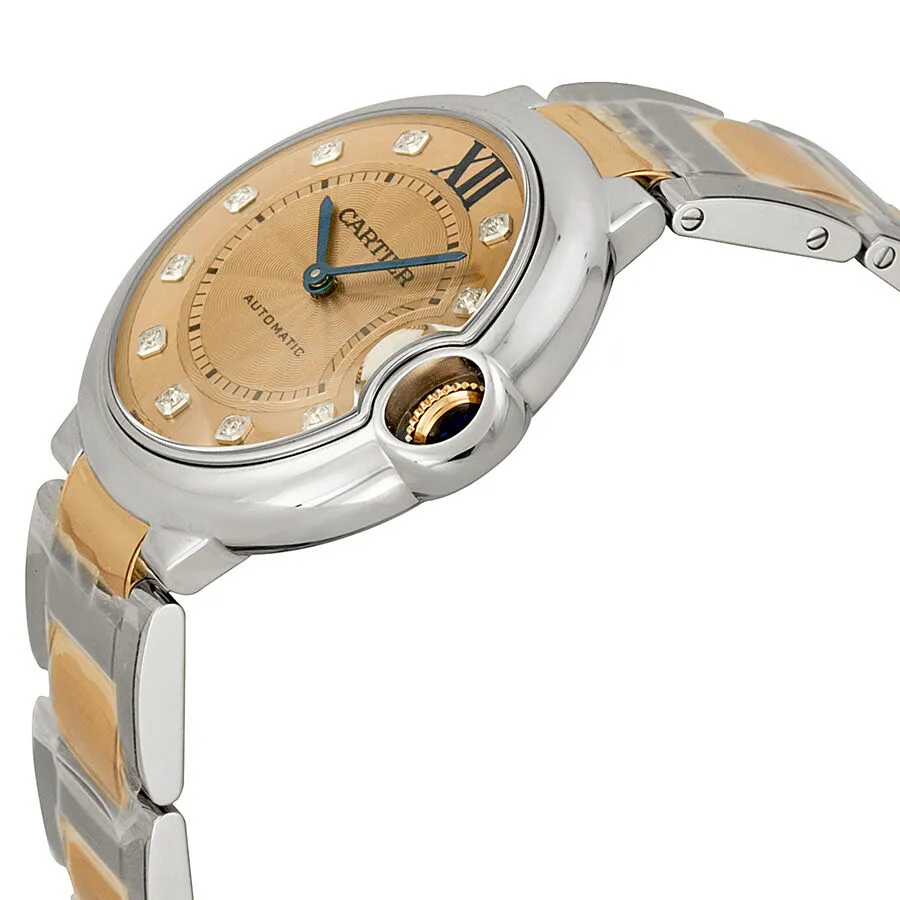 Cartier Ballon Bleu Rose Gold Dial Steel and 18kt Rose Gold Ladies Watch WE902054