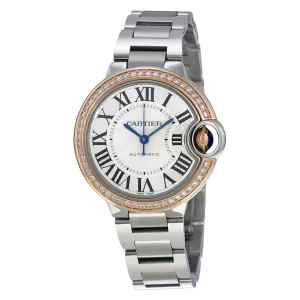 Cartier Ballon Bleu Silver Dial Stainless Steel Diamond Ladies Watch WE902080