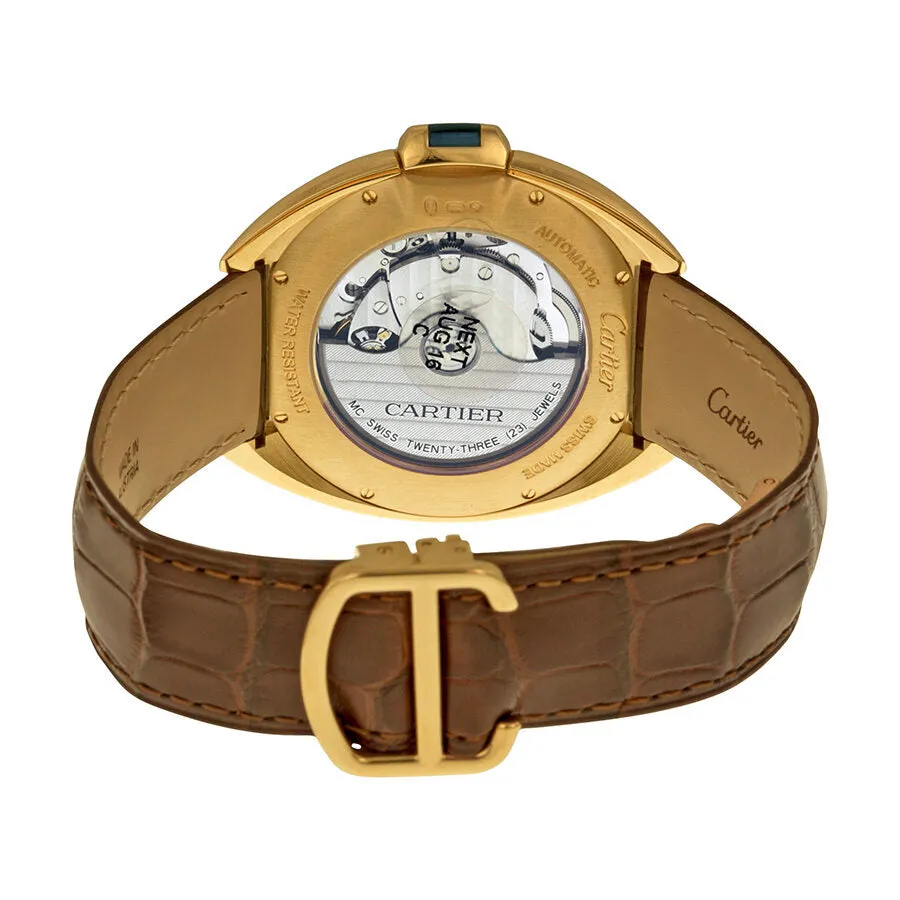 Cartier Cle Automatic Silver Flinque Dial 18kt Rose Gold Men's Watch WGCL0004