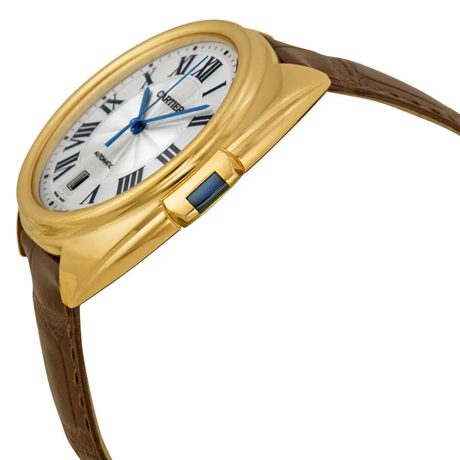 Cartier Cle Automatic Silver Flinque Dial 18kt Rose Gold Men's Watch WGCL0004