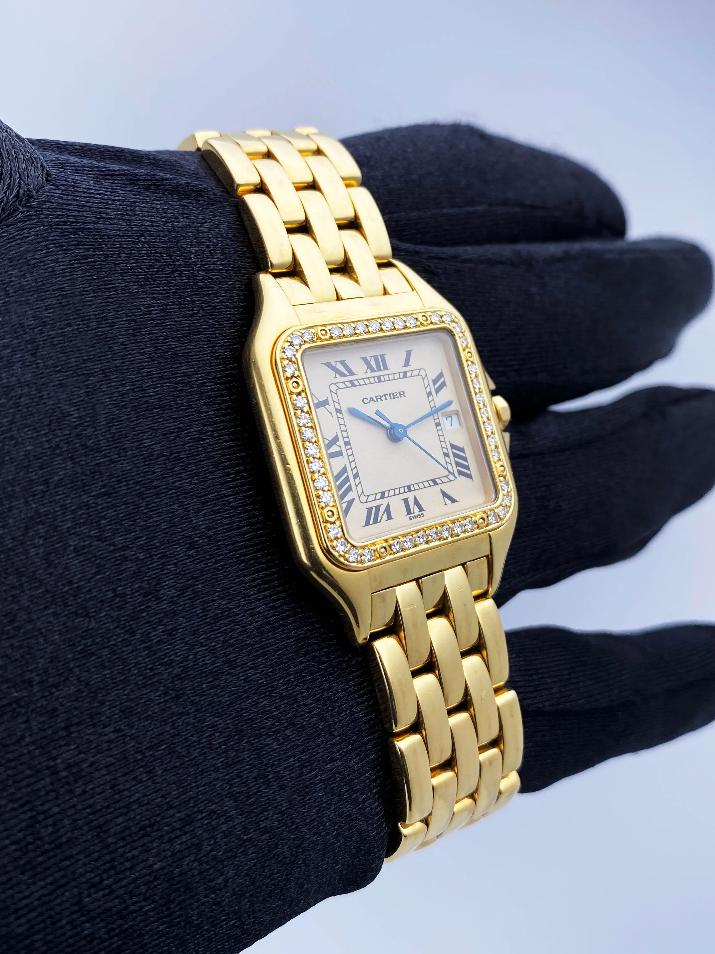 Cartier Panthere Large Size Diamond 18K Yellow Gold Watch