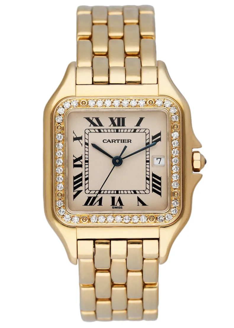 Cartier Panthere Large Size Diamond 18K Yellow Gold Watch