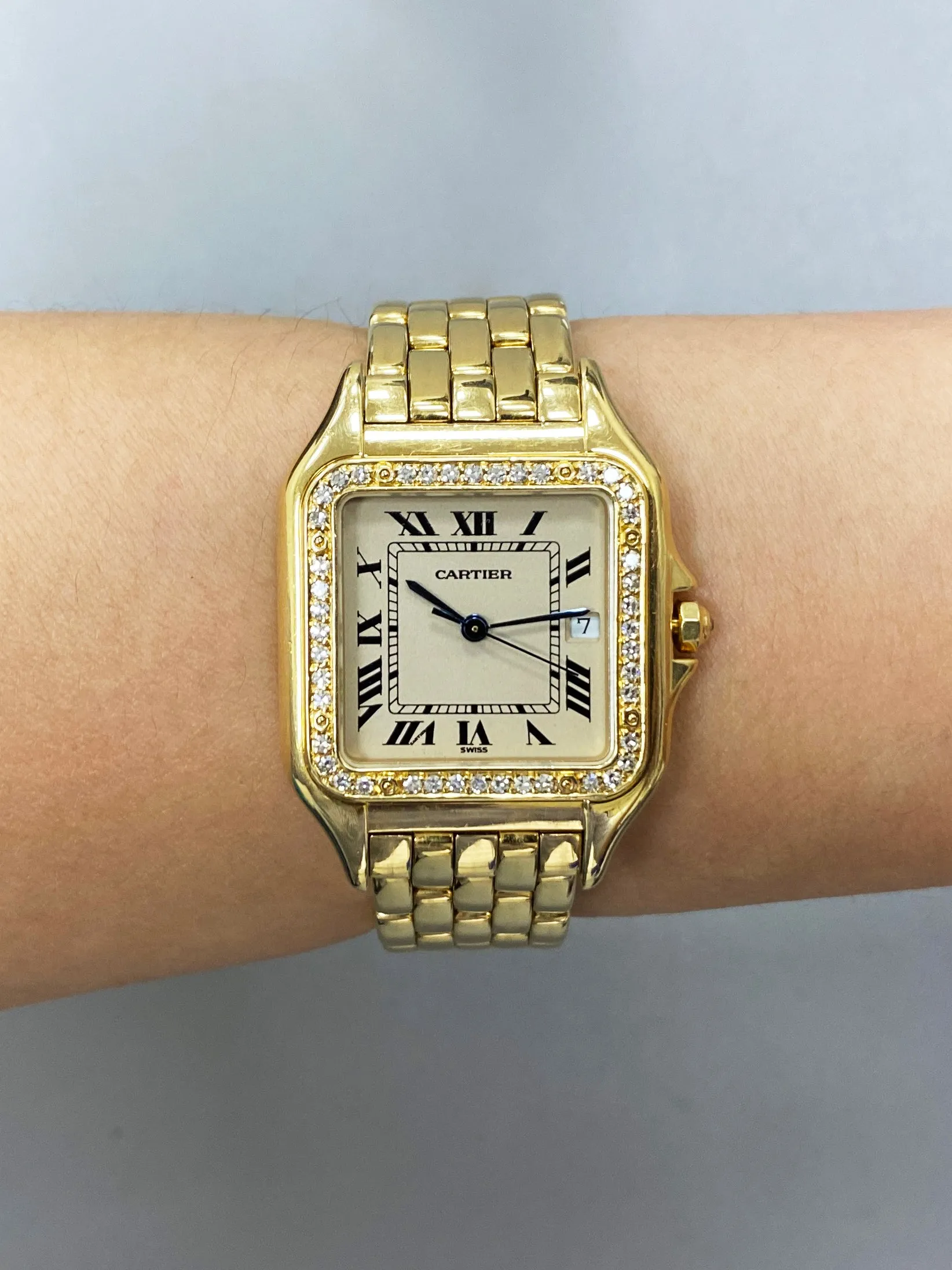 Cartier Panthere Large Size Diamond 18K Yellow Gold Watch