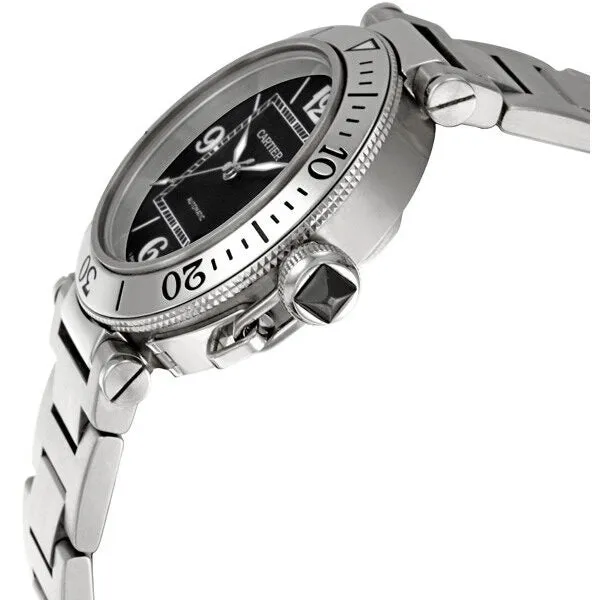 Cartier Pasha Seatimer Automatic Black Dial Steel Men's Watch W31077M7