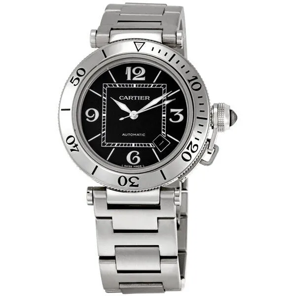 Cartier Pasha Seatimer Automatic Black Dial Steel Men's Watch W31077M7