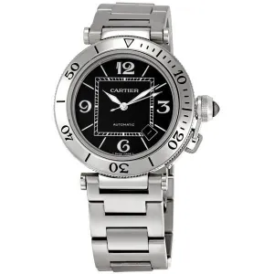 Cartier Pasha Seatimer Automatic Black Dial Steel Men's Watch W31077M7