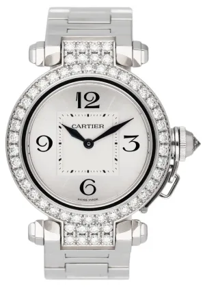 Cartier Pasha WJ11924G Rhodiumized White Gold Ladies Watch