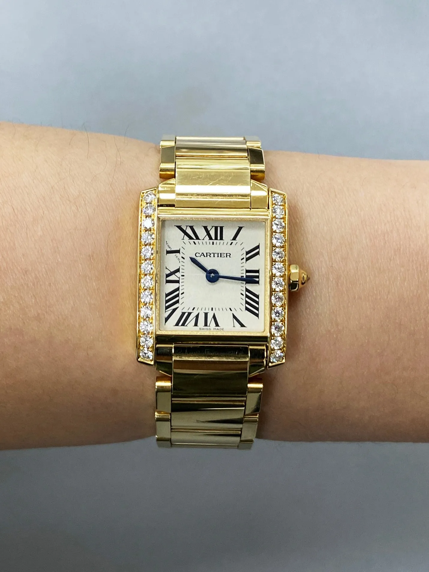 Cartier Tank Francaise WJTA0024 Diamond Bezel Ladies Watch Box Papers