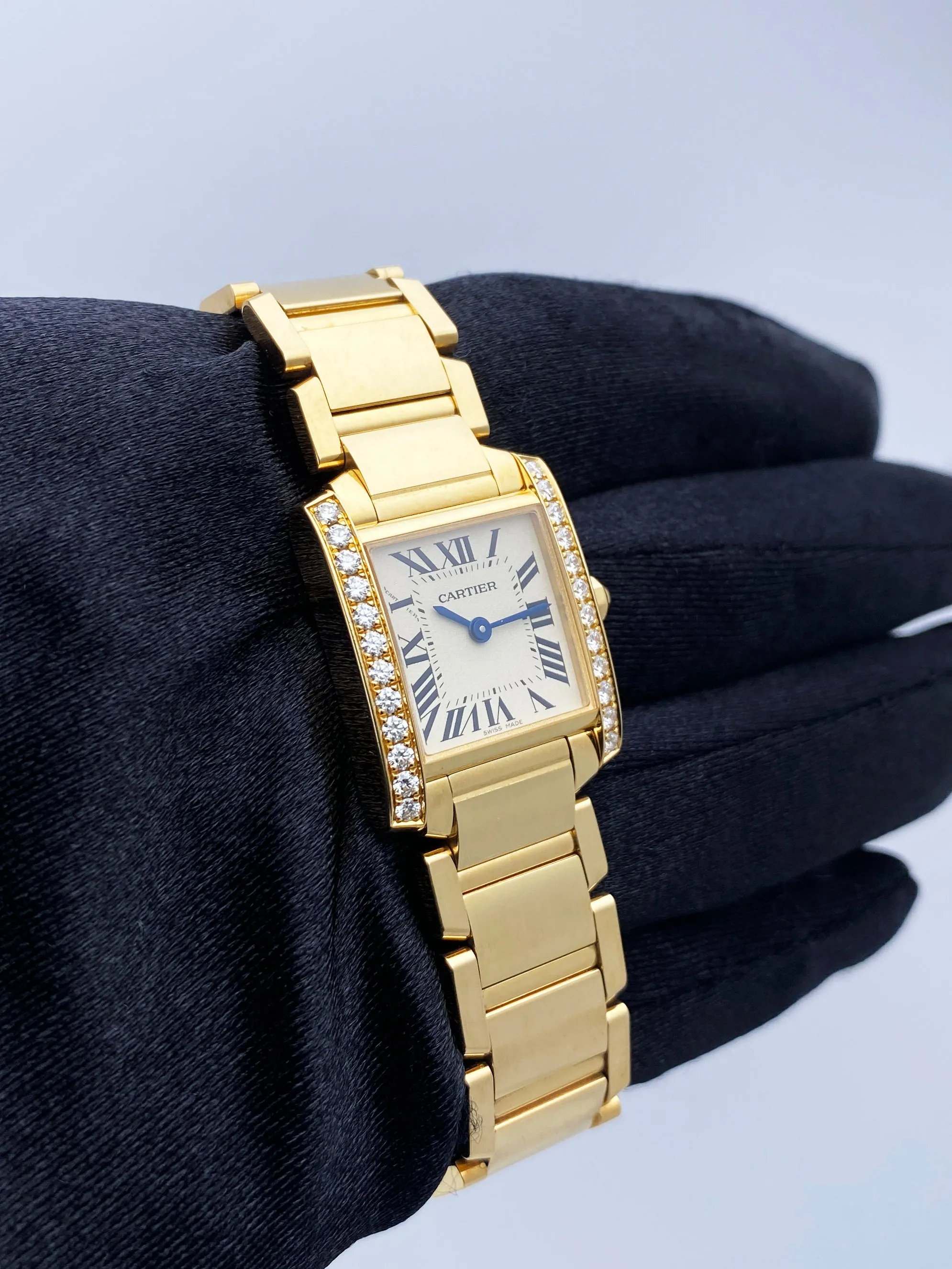 Cartier Tank Francaise WJTA0024 Diamond Bezel Ladies Watch Box Papers