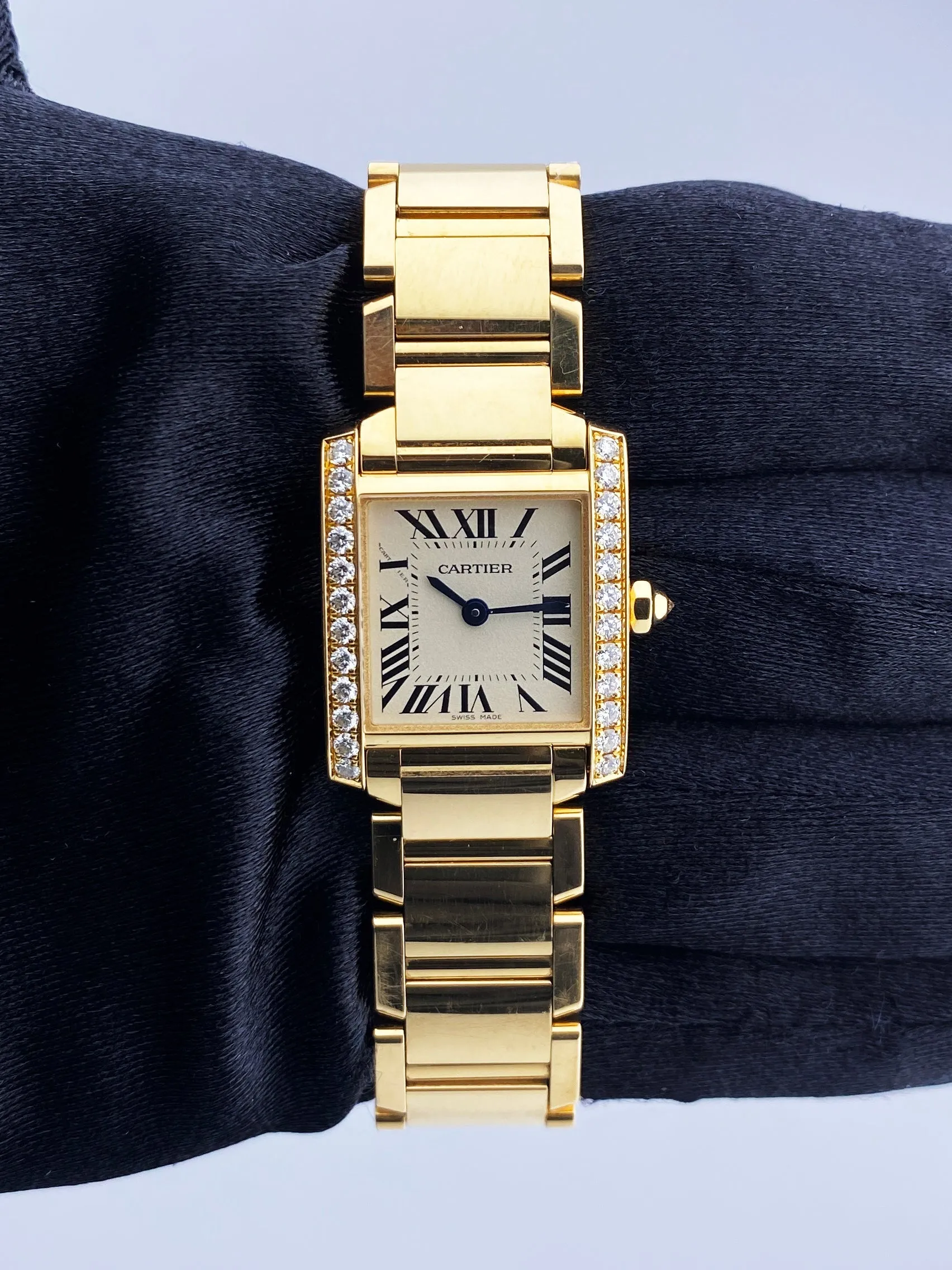 Cartier Tank Francaise WJTA0024 Diamond Bezel Ladies Watch Box Papers