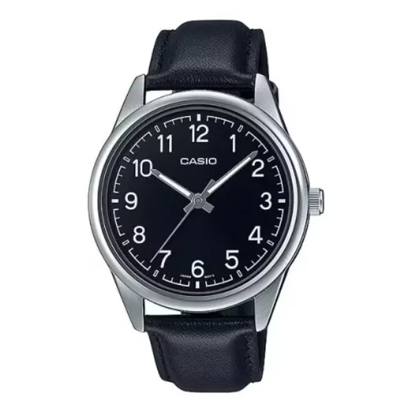 Casio Black Leather Strap Black Dial Quartz Watch for Gents - MTP-V005L-1B4UDF