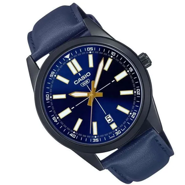Casio Blue Leather Strap Blue Dial Quartz Watch for Gents - MTP-VD02BL-2E UDF
